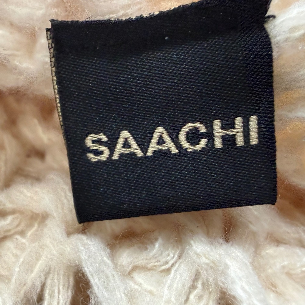 SAACHI Aria Popcorn Knit Chunky Cardigan Size L Cross Stitch Pom Pom Flowers - Picture 4 of 12